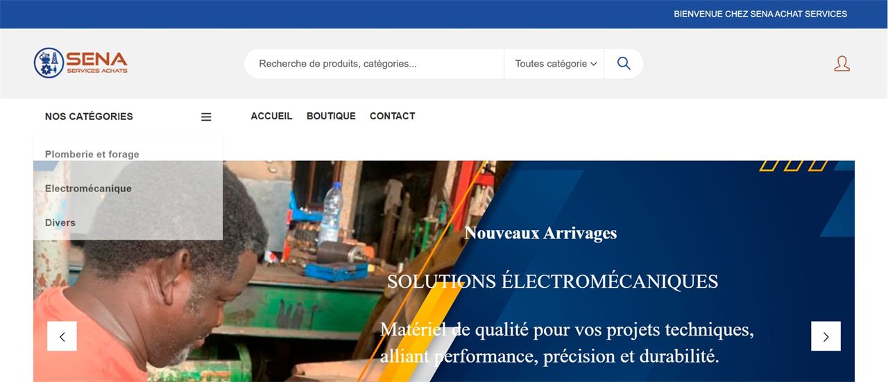 Aperçu du projet Application de Gestion Stock réalisé par YeminiCoder pour SENA ACHATS ET SERVICES