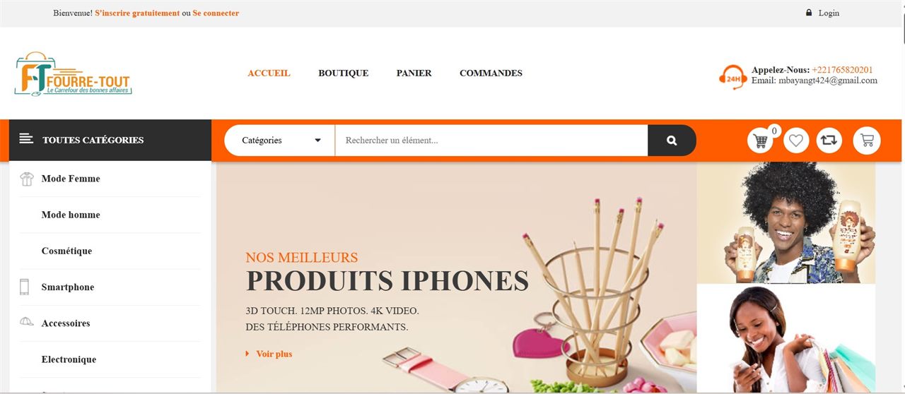 Aperçu du projet Platforme E-commerce réalisé par YeminiCoder pour Fourre-Tout