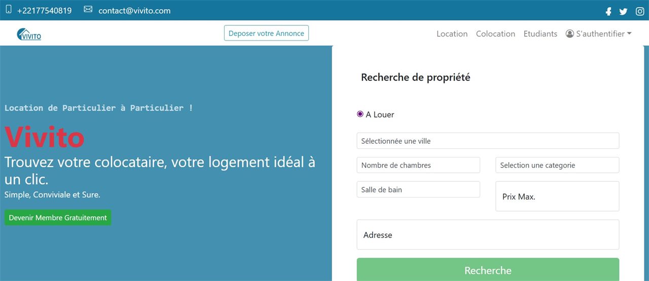 Aperçu du projet Gestion locative et moteur de recherche de logements réalisé par YeminiCoder pour YeminiCoder